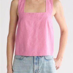 Madewell Irene Linen Blend Top Pink Retro Pink Size 4